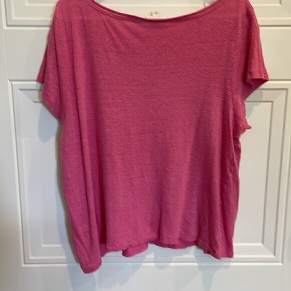 J.Jill Pink Love Linen Short Sleeve Top - Picture 2 of 5